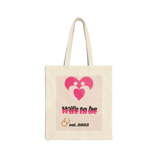 Personalized Wife to Be Cotton Canvas Tote Bag - Perfect Engagement Gift